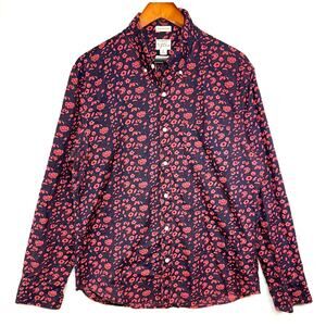 J Crew‎ L Slim Untucked Secret Wash Buttoned Floral Shirt 2-Ply Formal Wedding